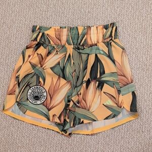 FARM Rio Adidas Yellow and Green Floral Athletic Shorts